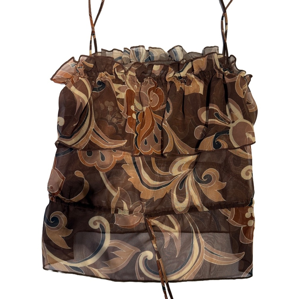Baby Phat Brown and Tan Floral Camisole. Size Medium